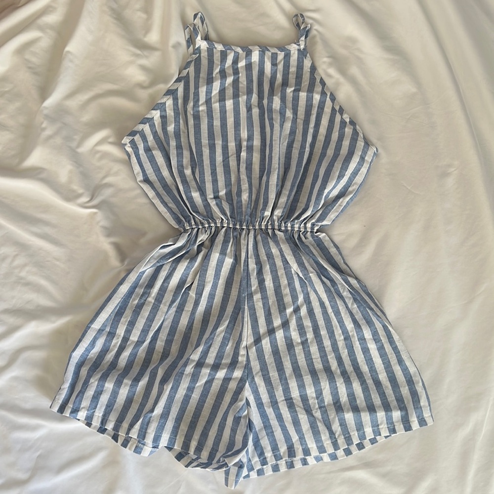 Blue&white Stripes Romper
